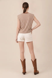 Desert Trails Embroidered Striped Muscle Tank