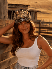 A Whole Bitch Tree Camo Trucker Hat with Chain