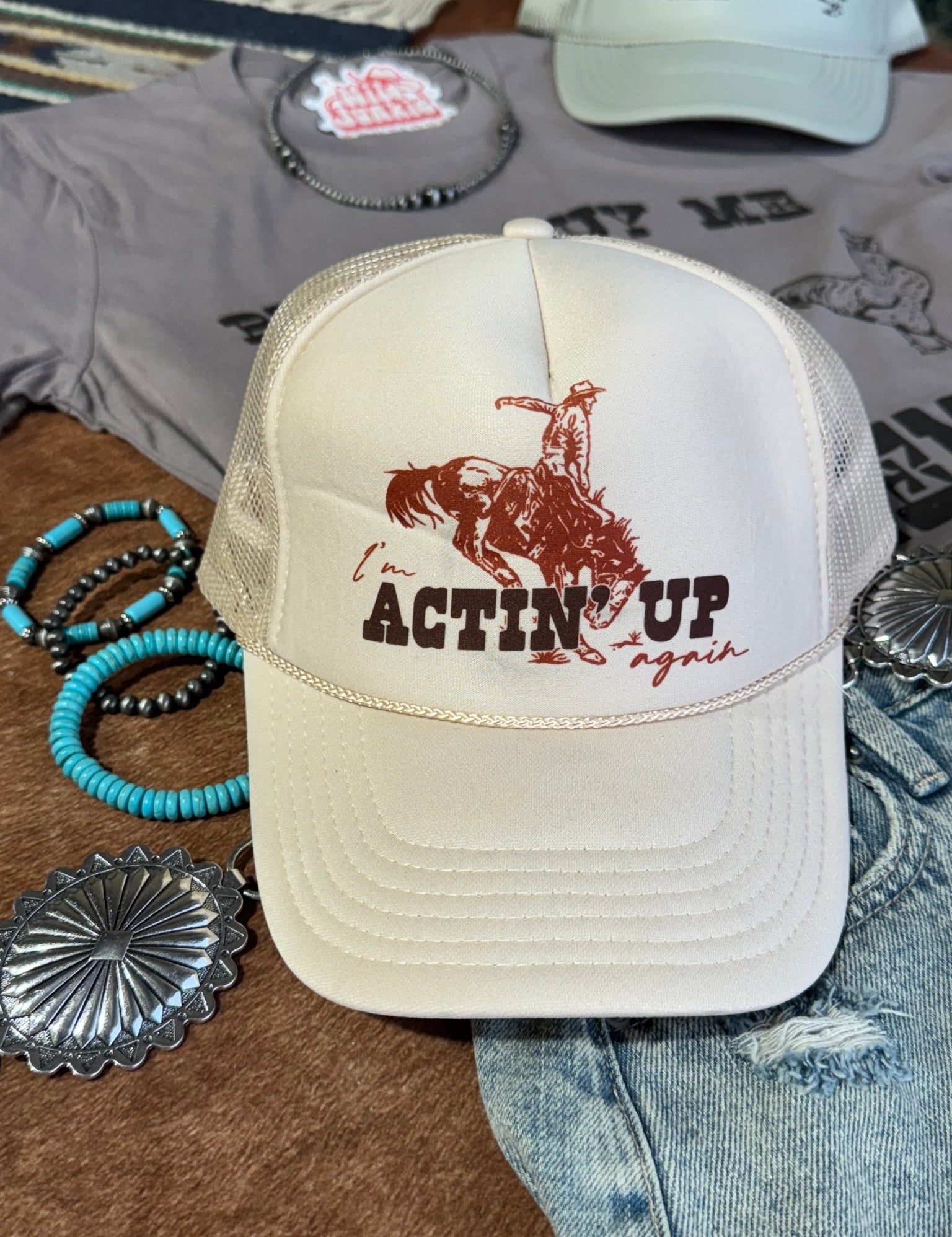 Actin' Up Again Trucker HatTan