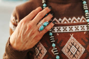 Adjustable Double Turquoise Stone Embellished RingTurquoiseOS