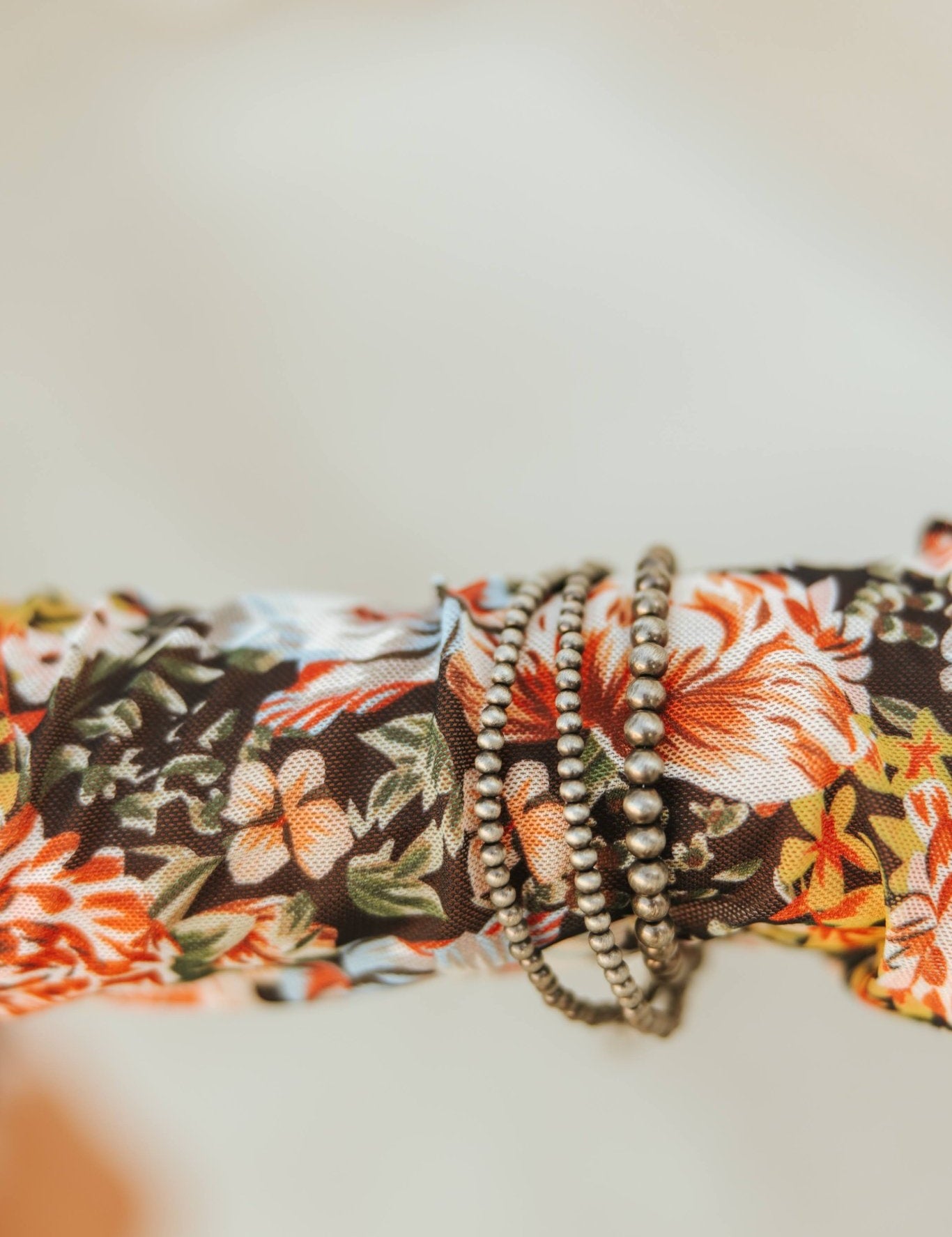 Adjustable Silver Beaded Bracelet Set