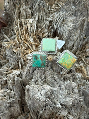 Adjustable Square Turquoise Twisted Rope Ring