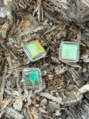 Adjustable Square Turquoise Twisted Rope Ring