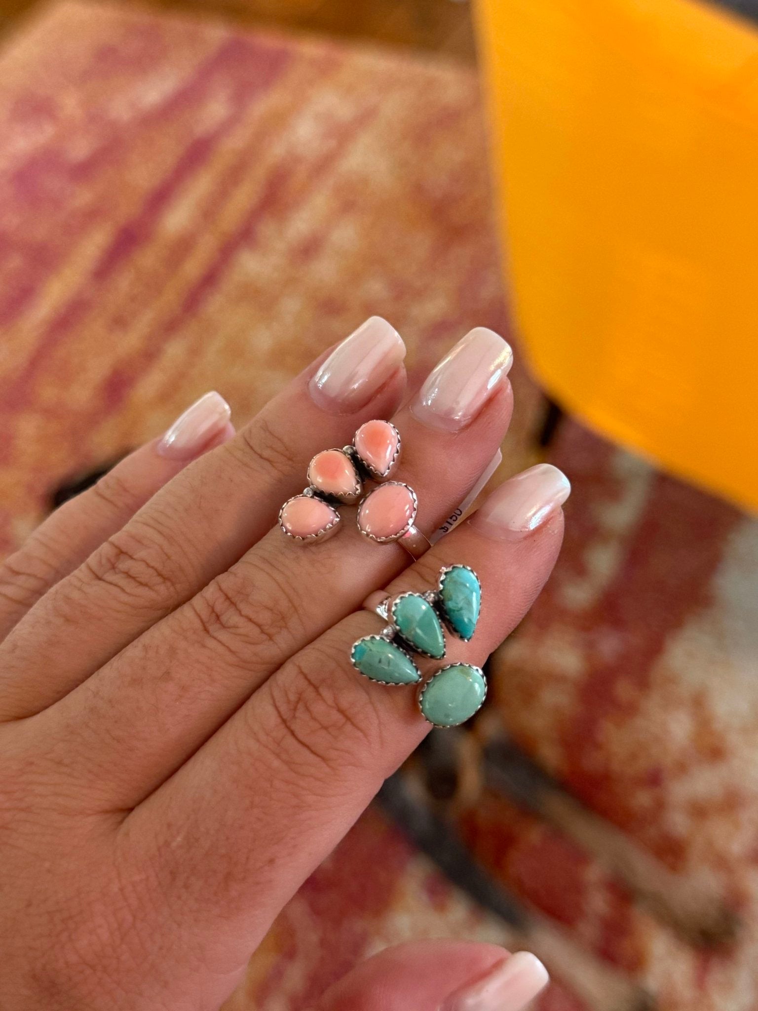 Adjustable Turquoise Cluster Cuff Ring