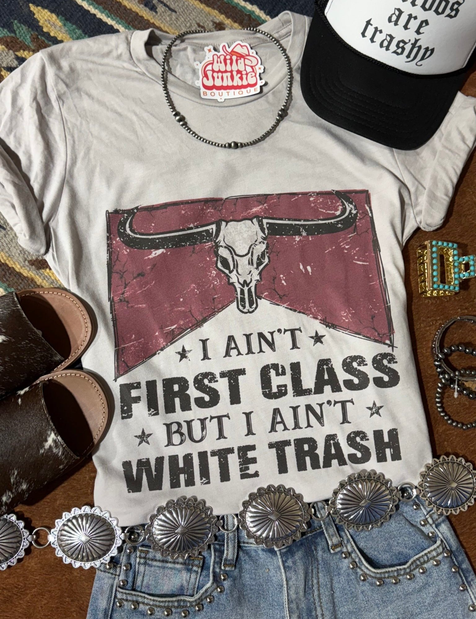 Ain't First Class Graphic TeeCool GreyXS