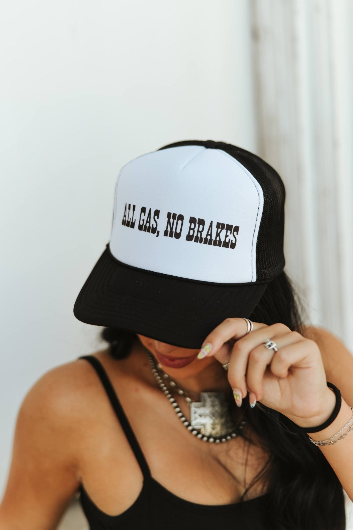All Gas, No Brakes Trucker HatBlack &amp; WhiteOS