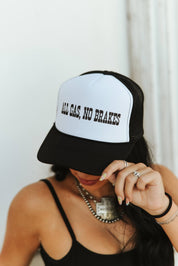 All Gas, No Brakes Trucker HatBlack & WhiteOS