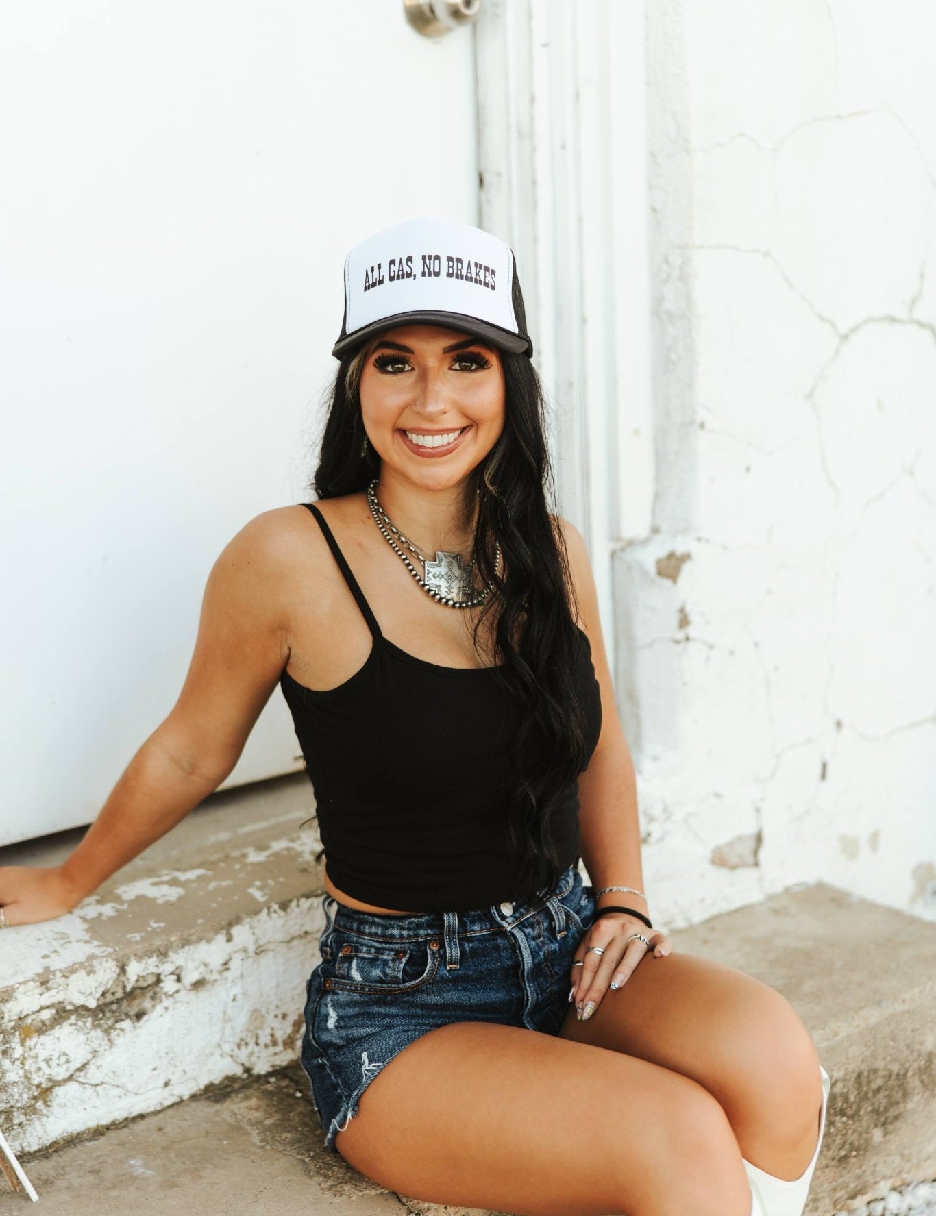 All Gas, No Brakes Trucker HatBlack & WhiteOS