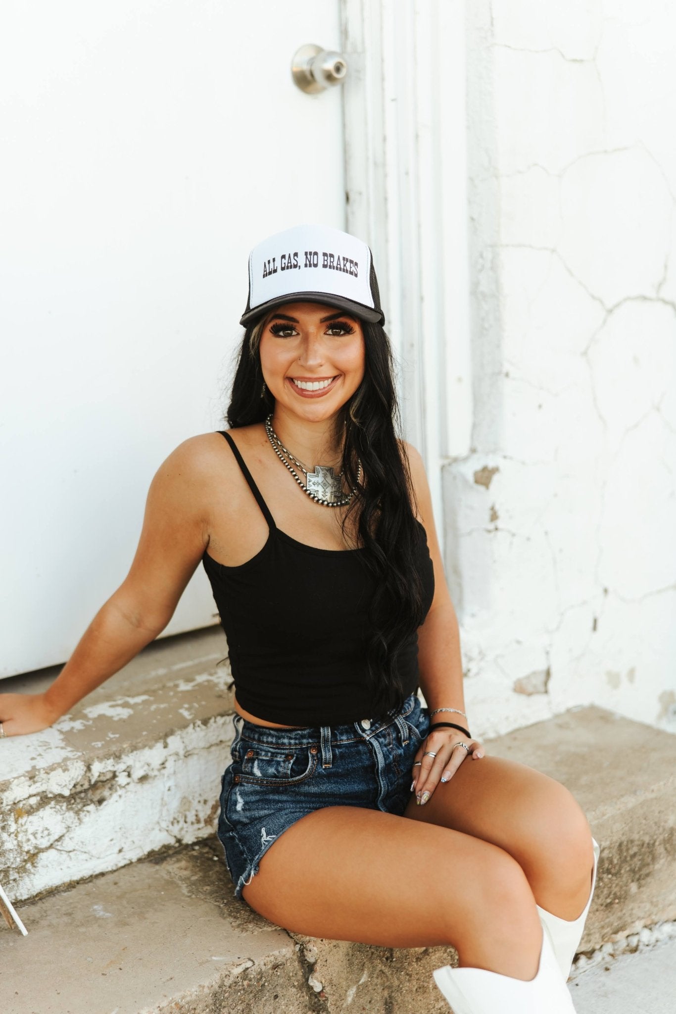 All Gas, No Brakes Trucker HatBlack & WhiteOS