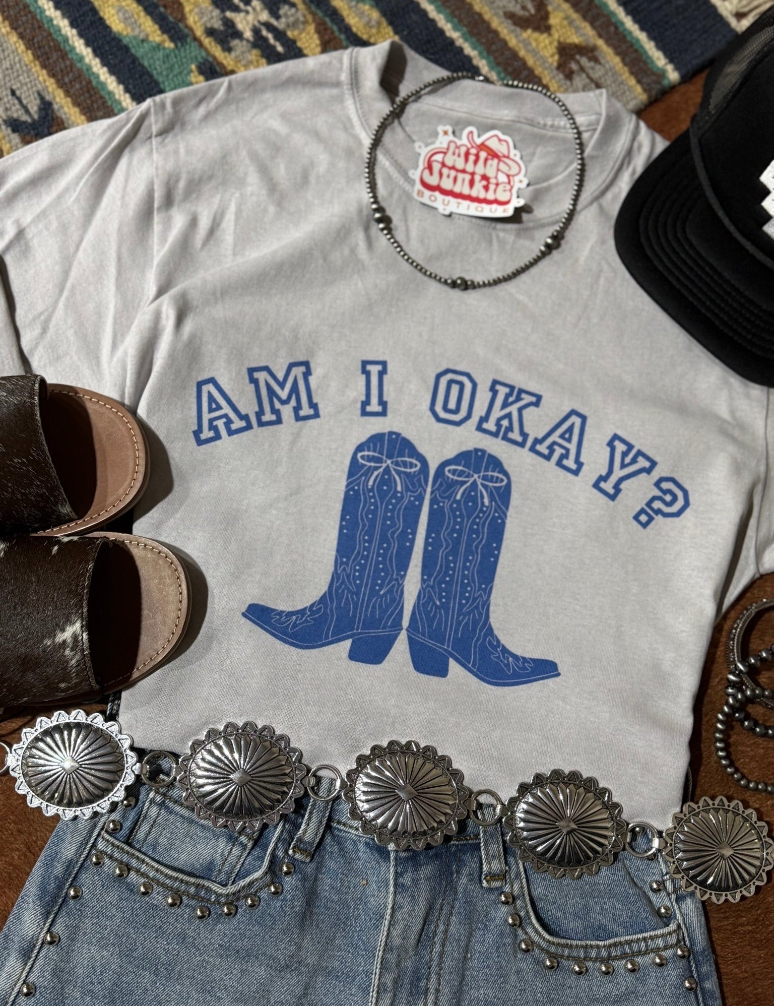Am I Okay Graphic TeeCool GreyXS
