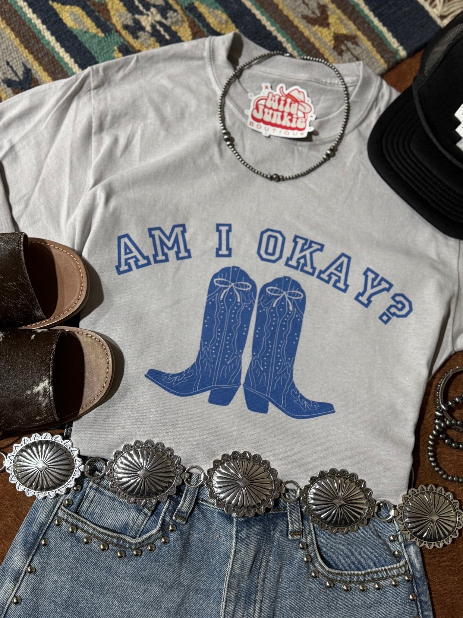 Am I Okay Graphic TeeCool GreyXS