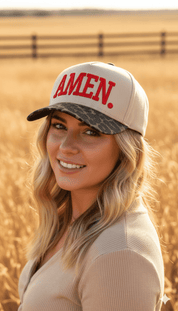 Amen Embroidered Leopard Trucker Hat