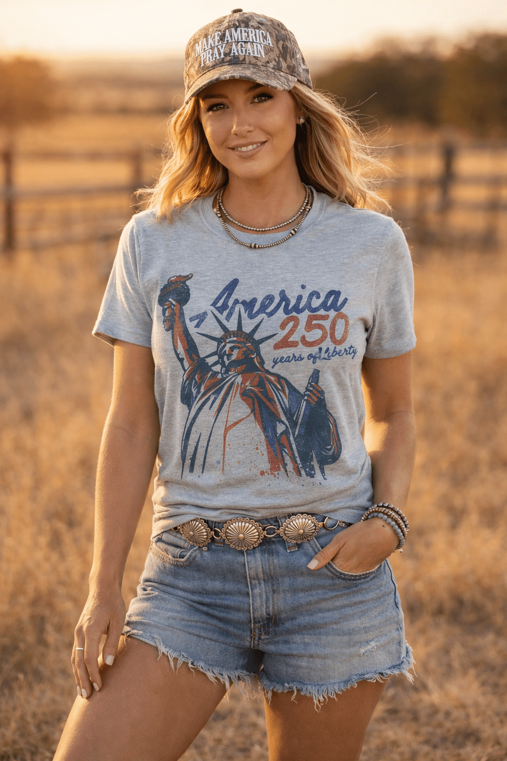 America 250 Years of Liberty Graphic TeeStonewash DenimS