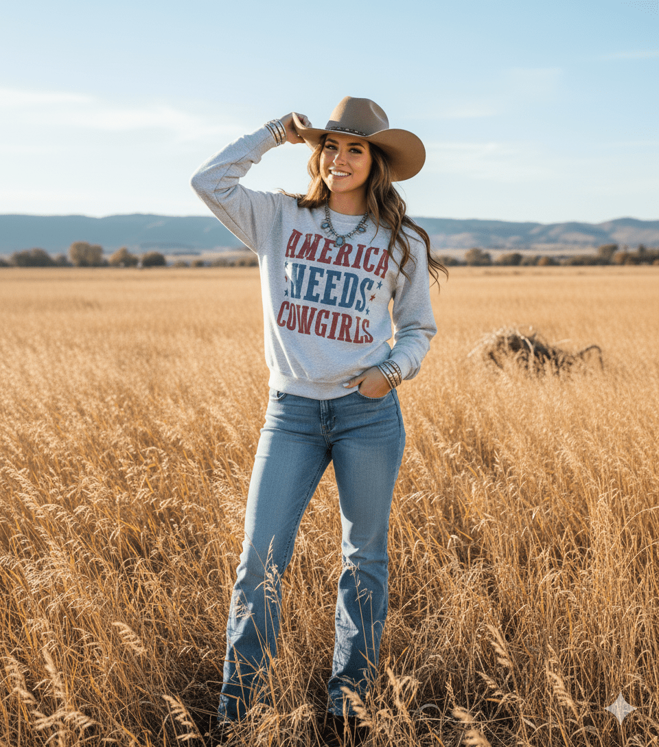America Needs Cowgirls Graphic SweatshirtAshS