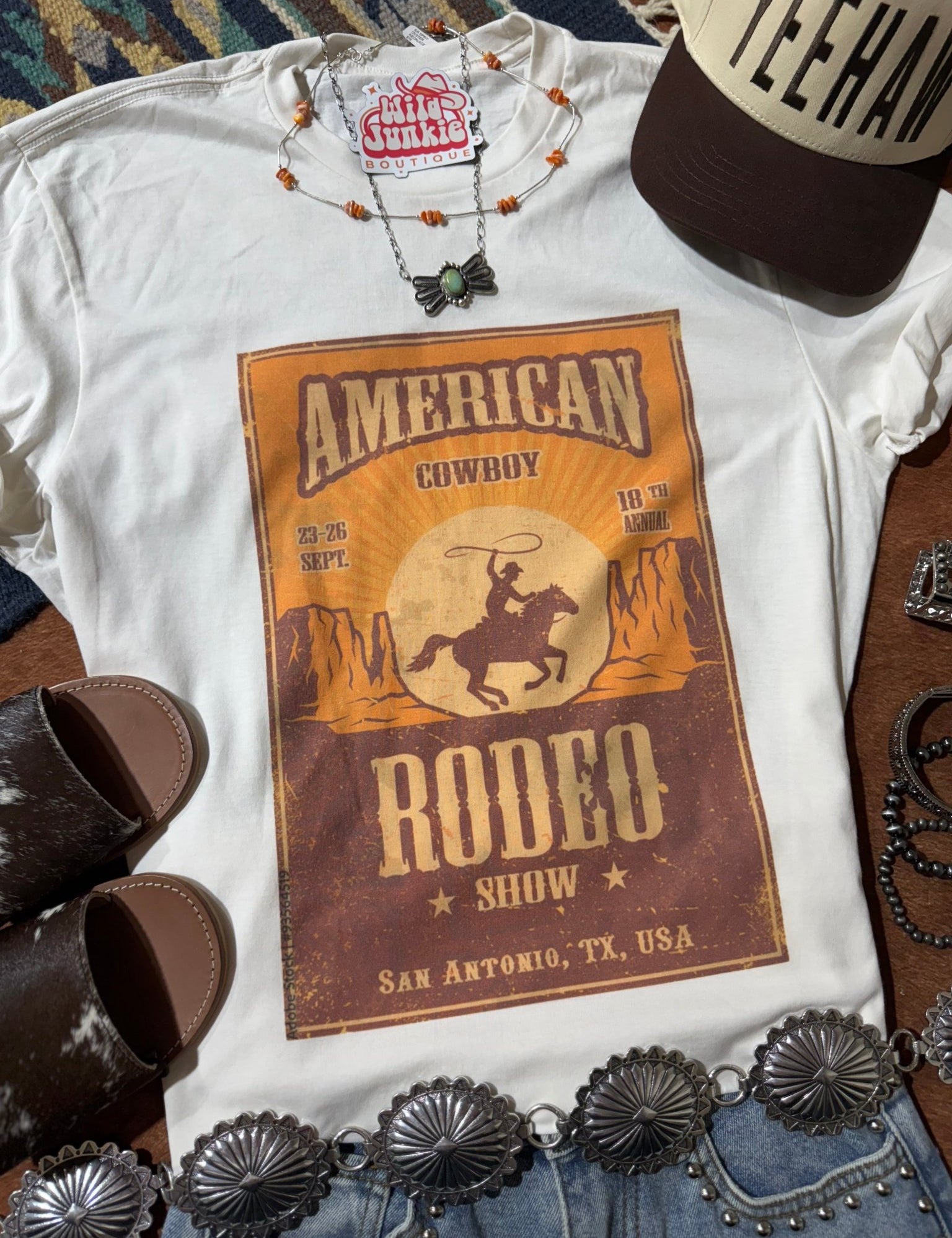 American Cowboy Rodeo Show Graphic TeeNaturalS