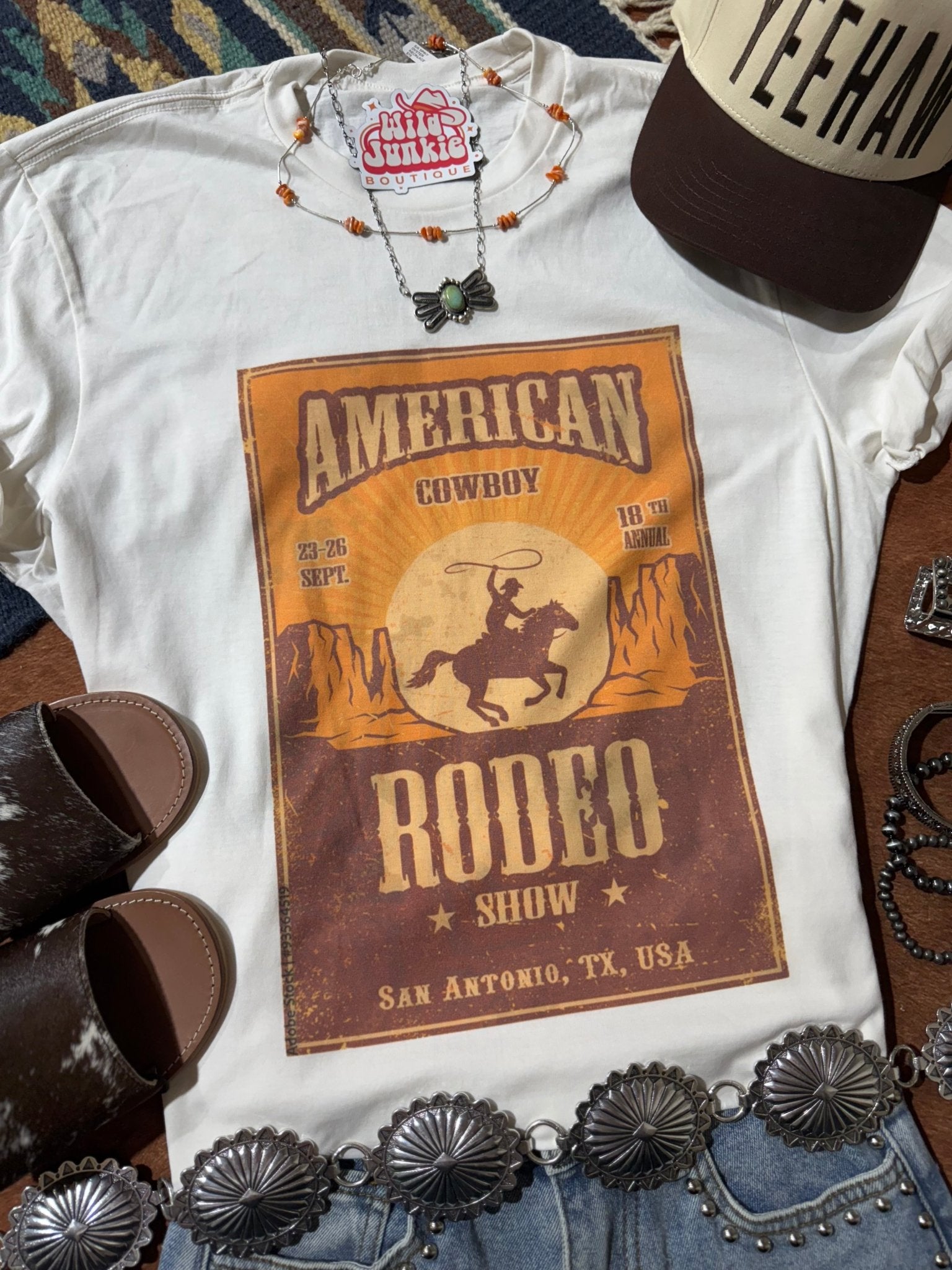 American Cowboy Rodeo Show Graphic TeeNaturalS