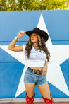 American Cowgirl Cropped Graphic TeeWhiteS