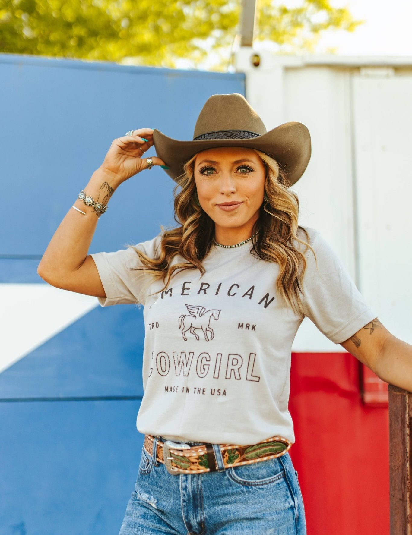 American Cowgirl Graphic TeeCool GreyS