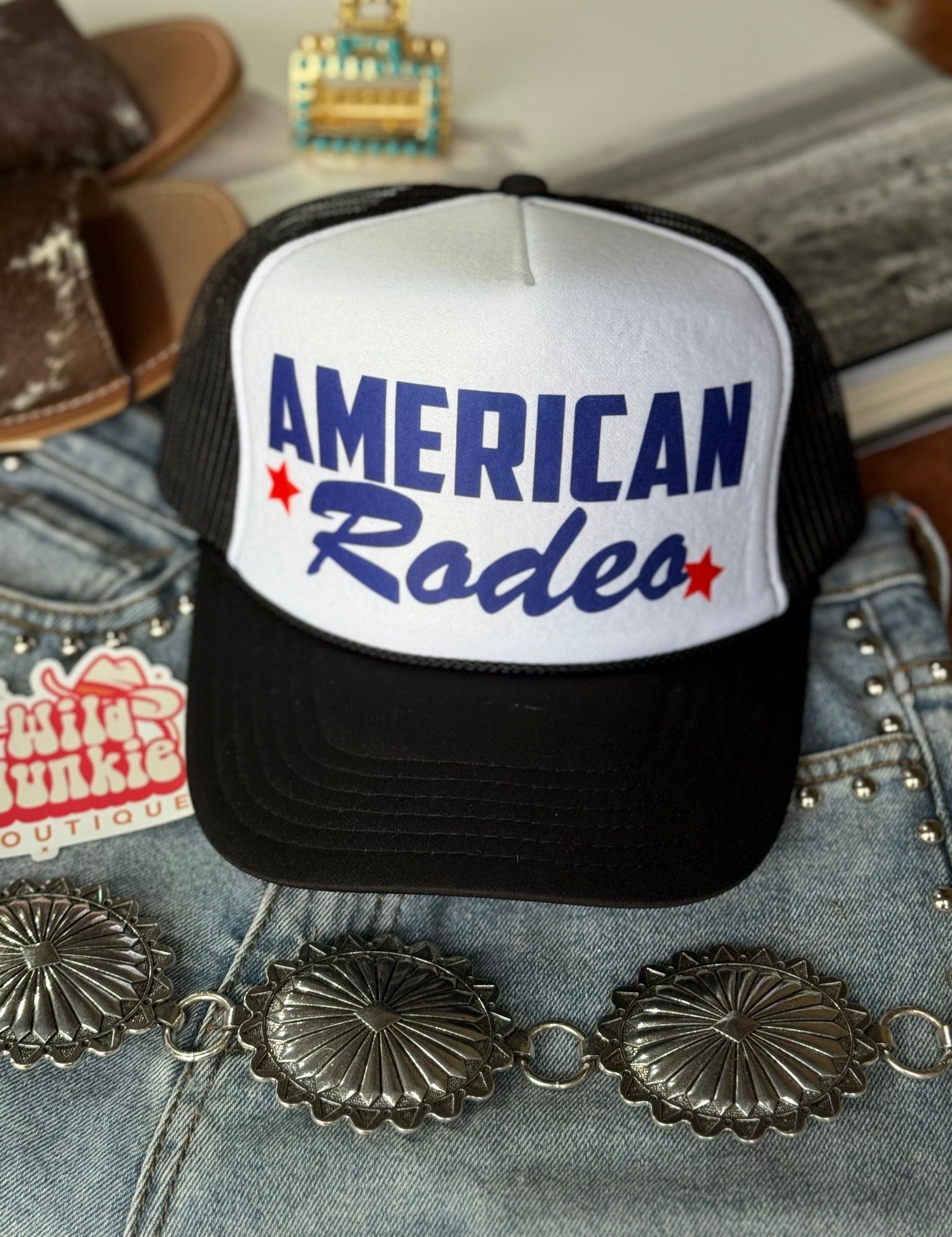 American Rodeo Star Trucker HatBlack & White