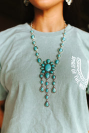 Arizona Sky Cluster Turquoise Lariat Necklace