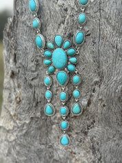 Arizona Sky Cluster Turquoise Lariat Necklace