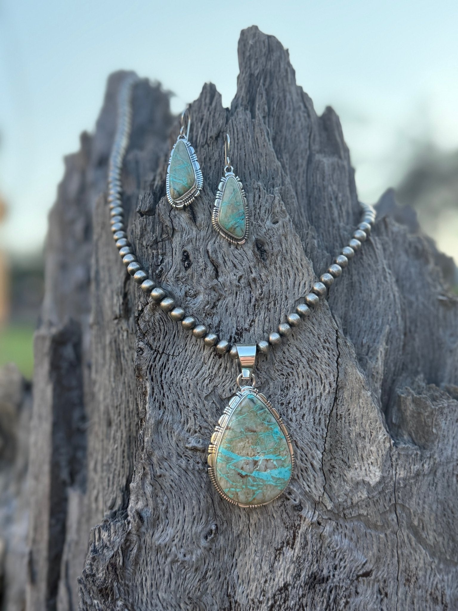 Authentic Boulder Turquoise Teardrop Set