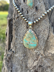 Authentic Boulder Turquoise Teardrop Set