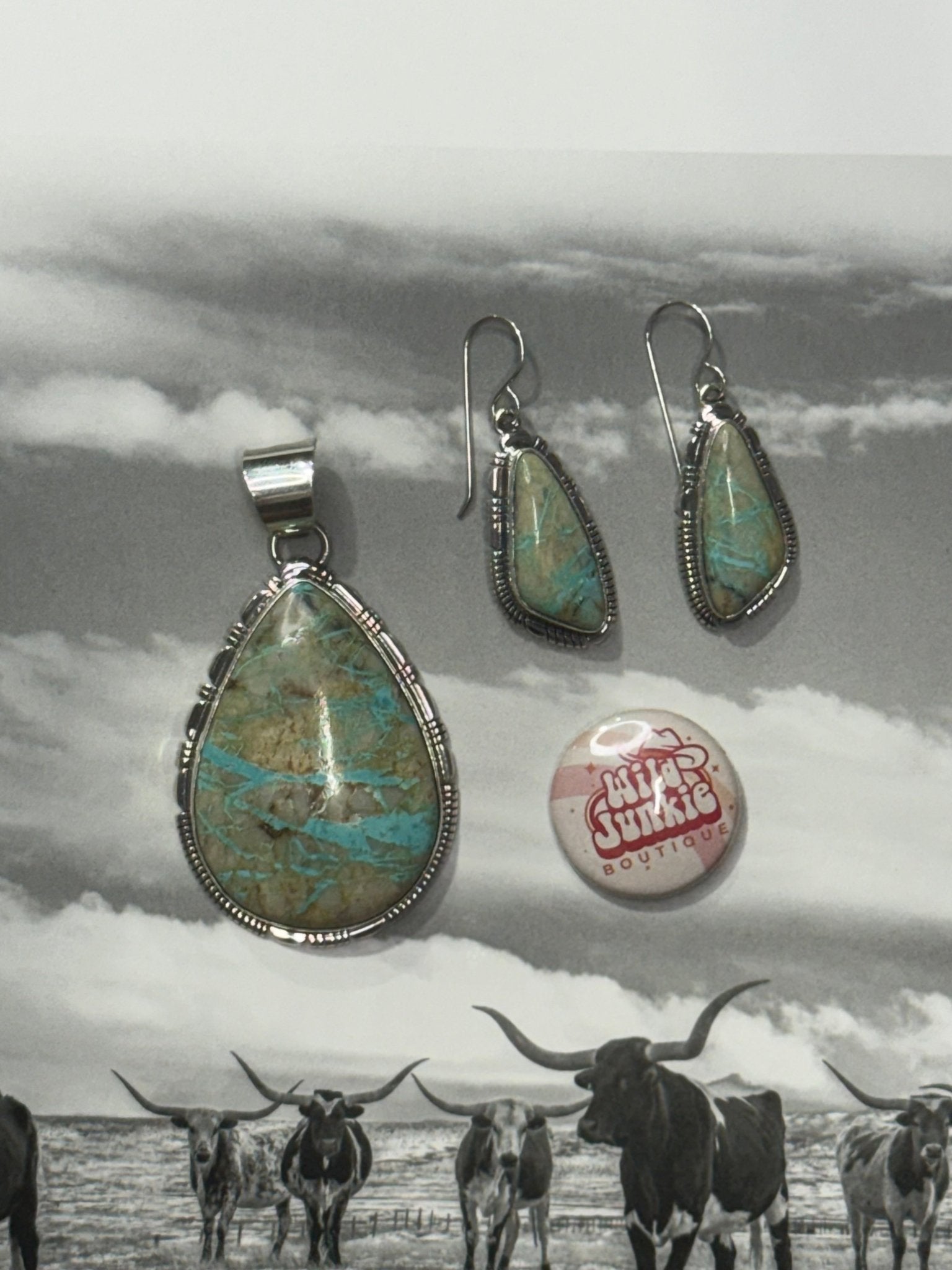 Authentic Boulder Turquoise Teardrop Set