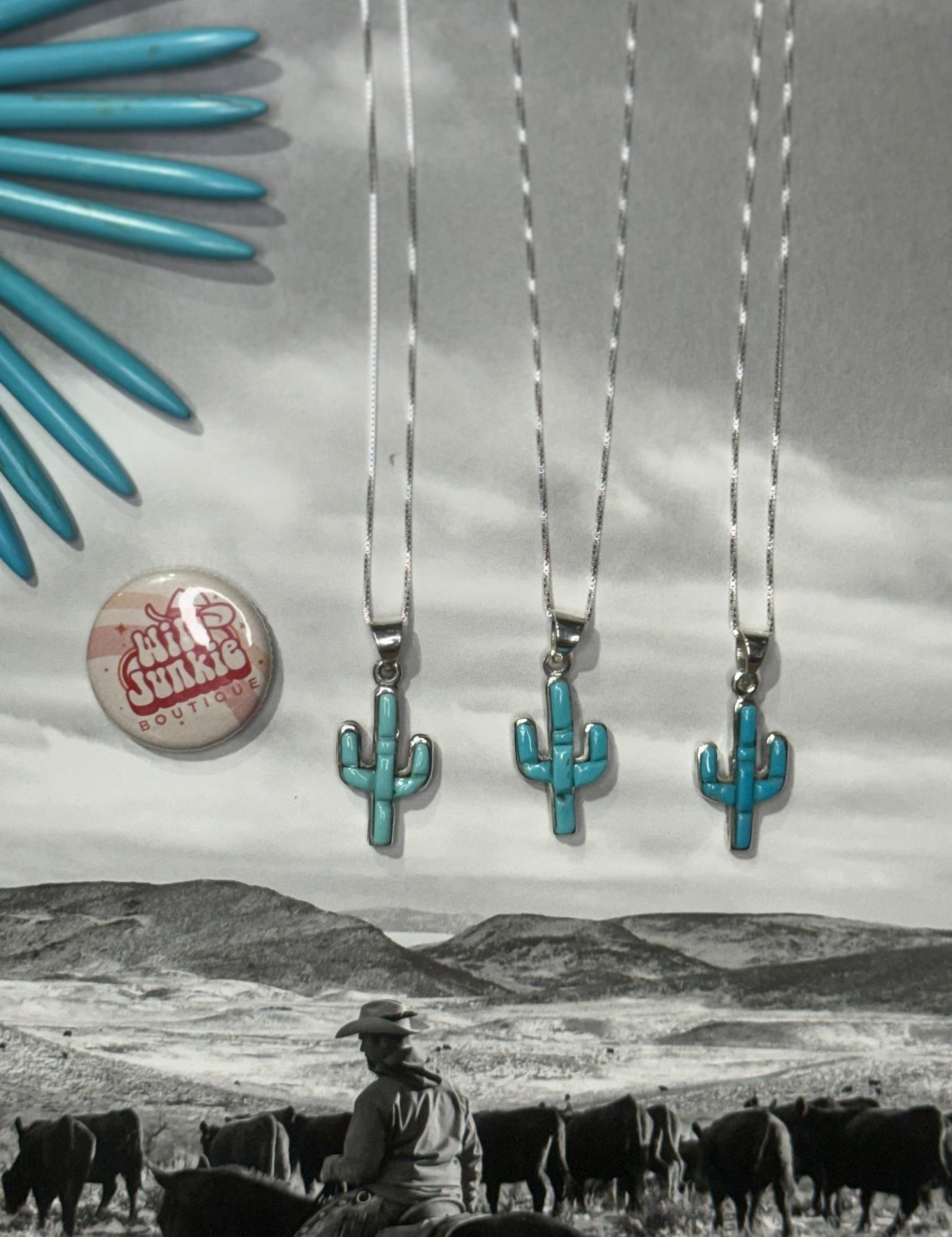 Authentic Desert Cactus Turquoise Necklace
