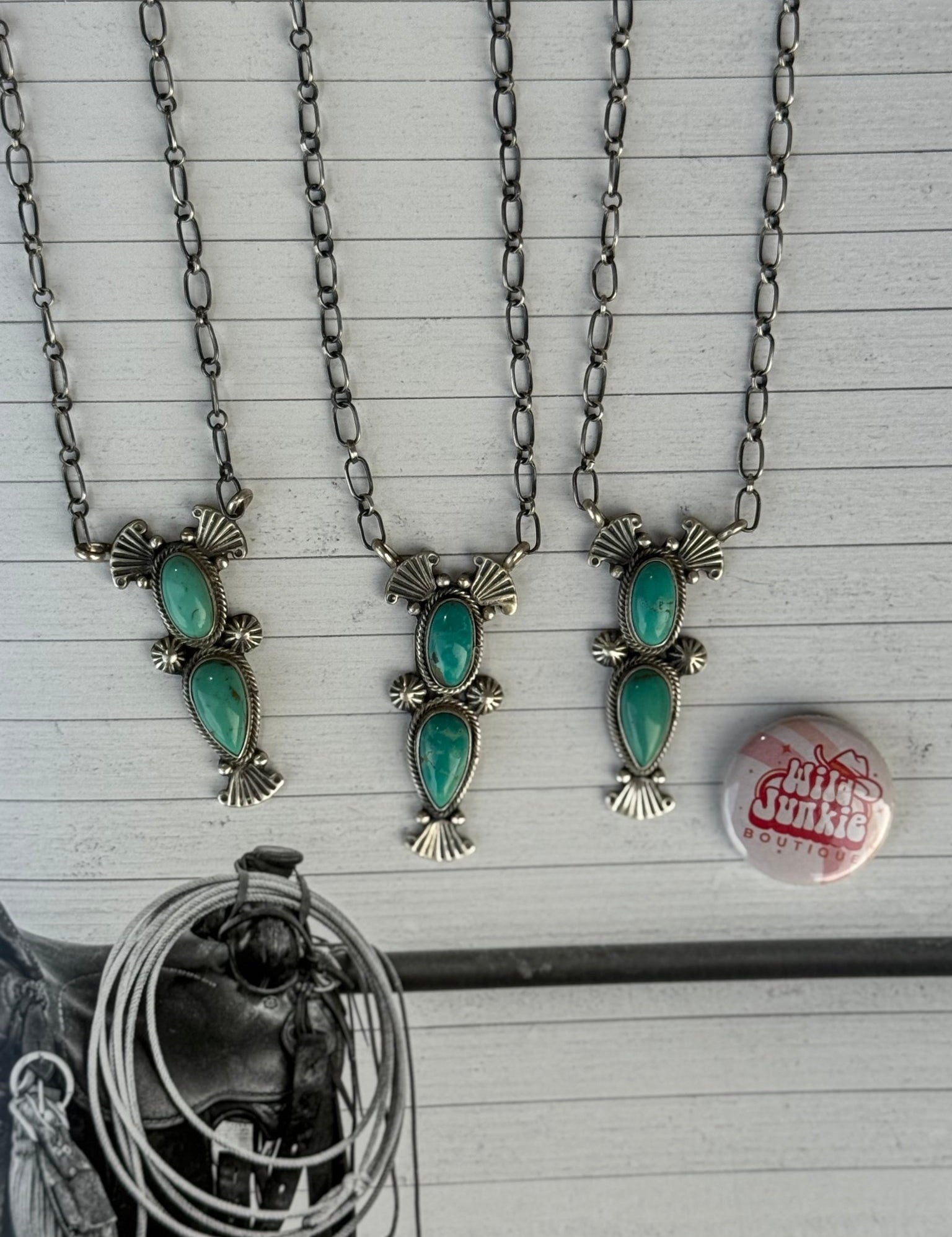 Authentic Double Drop Turquoise Wings Necklace