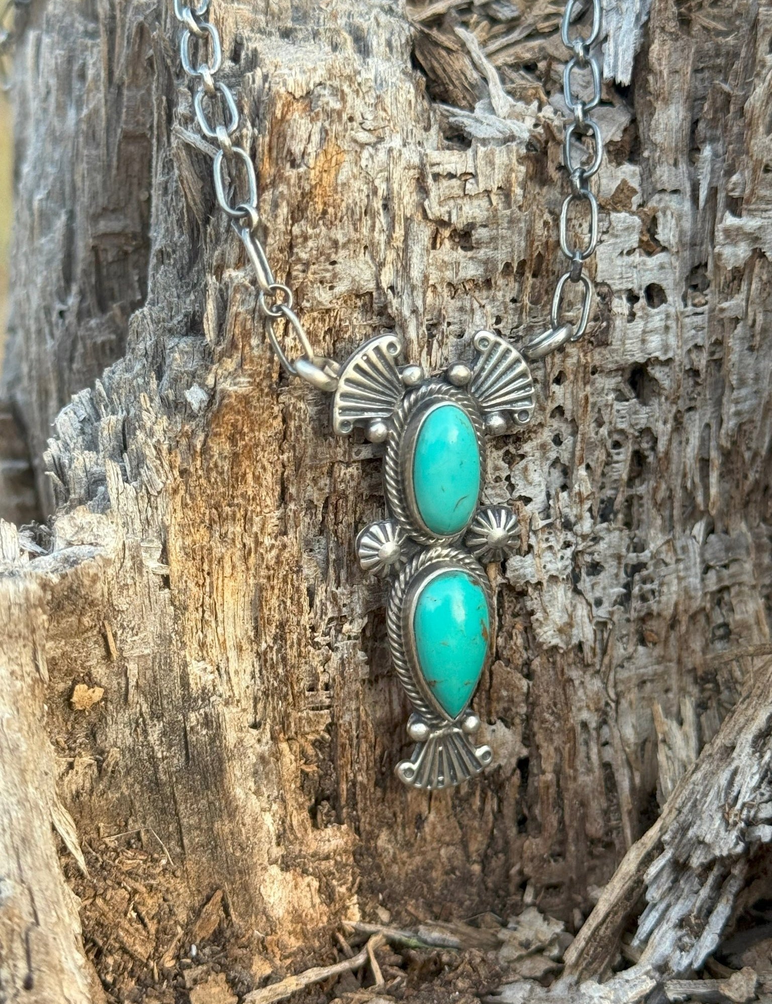 Authentic Double Drop Turquoise Wings Necklace