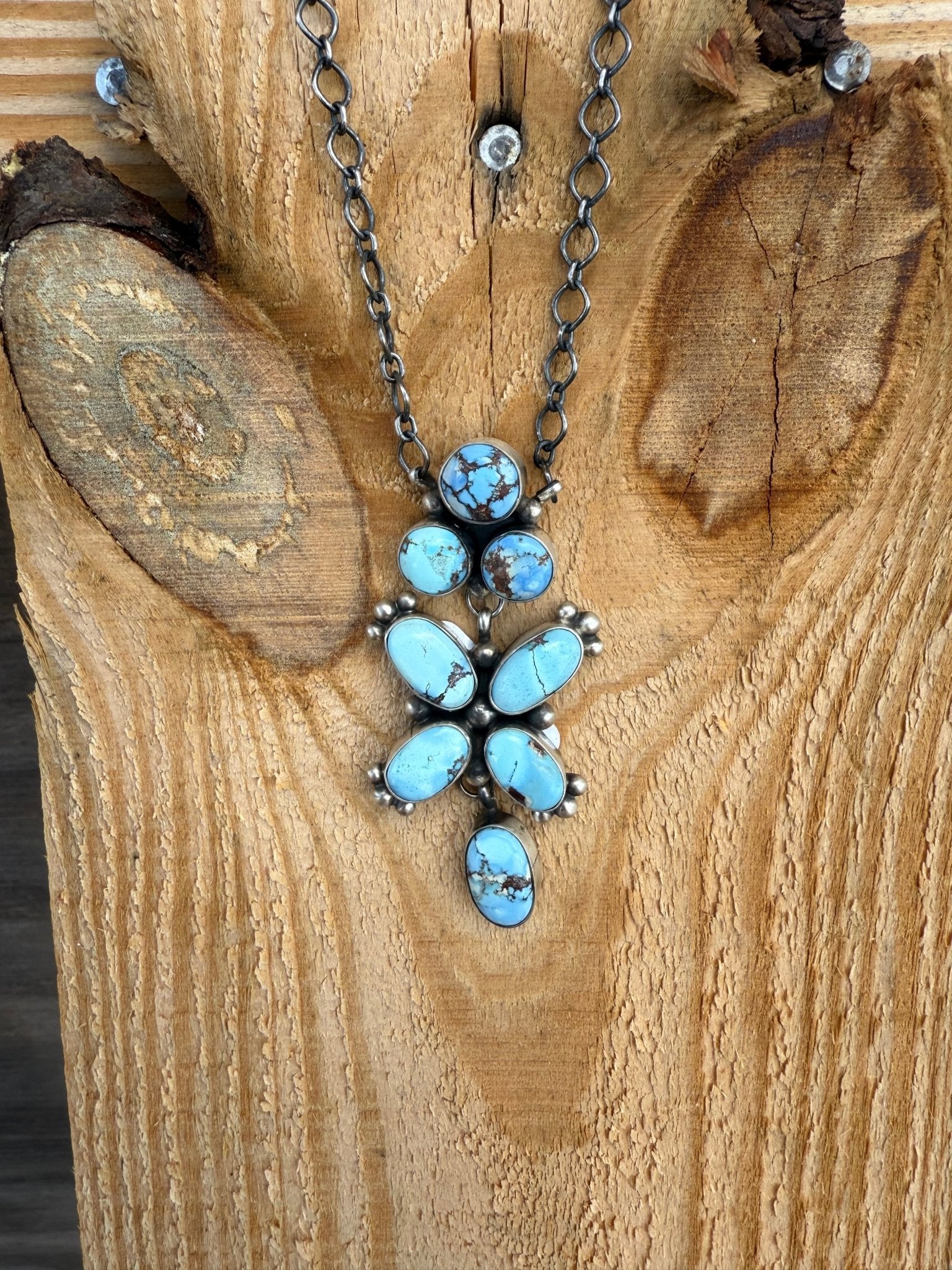Authentic Golden Hills Turquoise Cluster Necklace