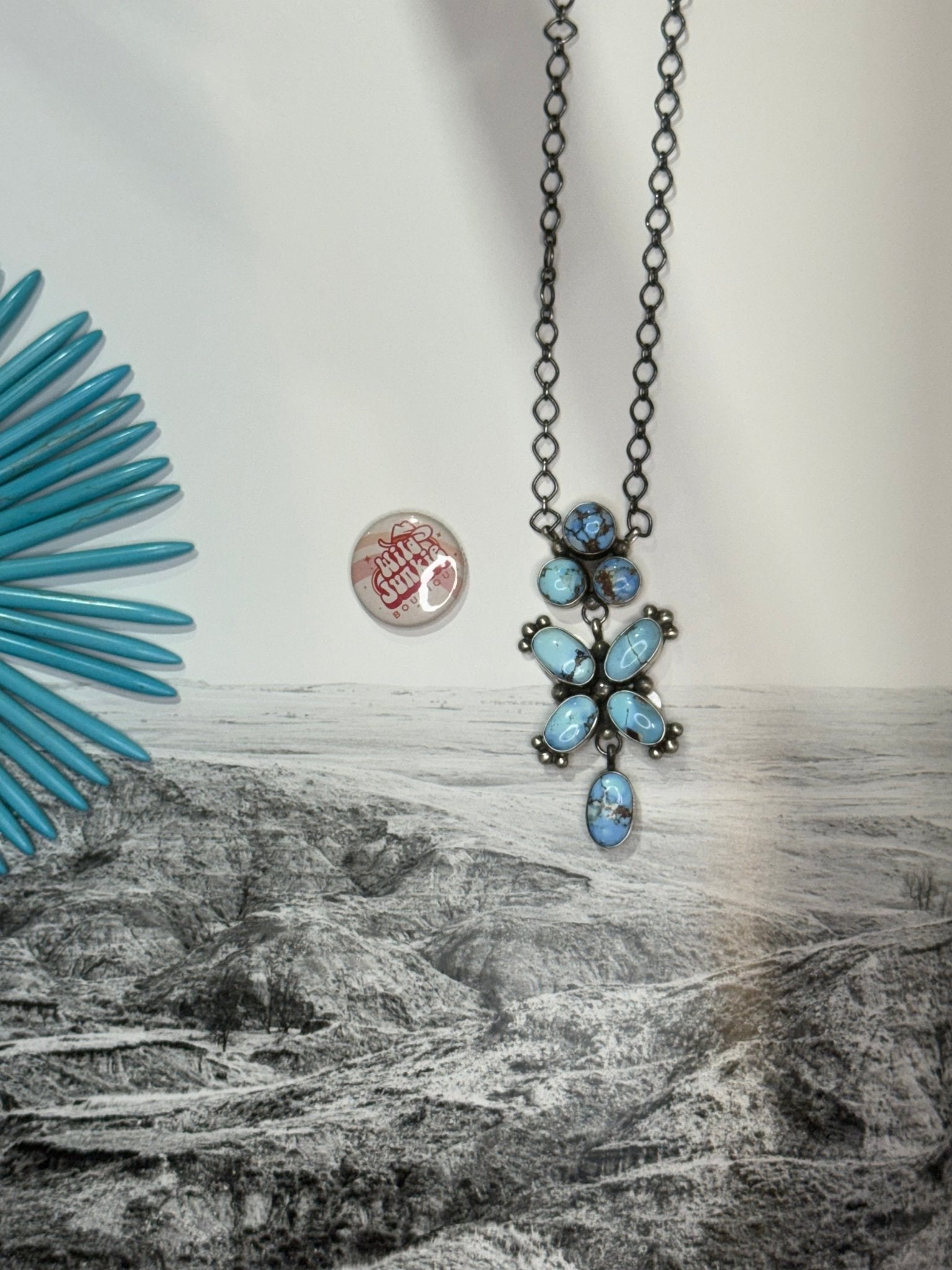 Authentic Golden Hills Turquoise Cluster Necklace