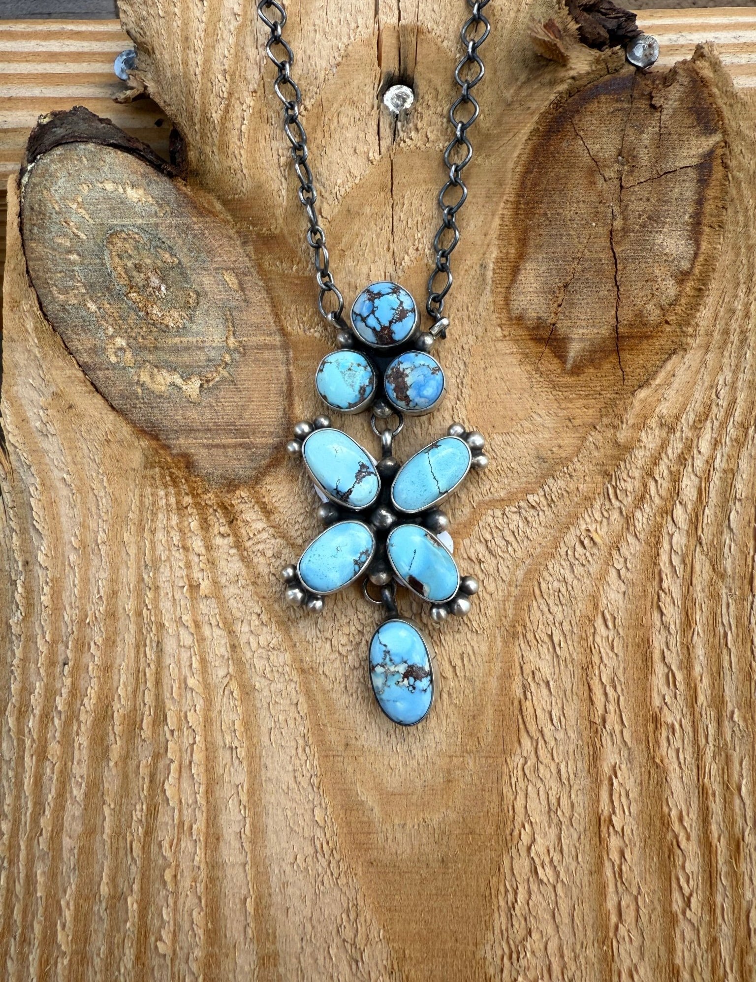 Authentic Golden Hills Turquoise Cluster Necklace