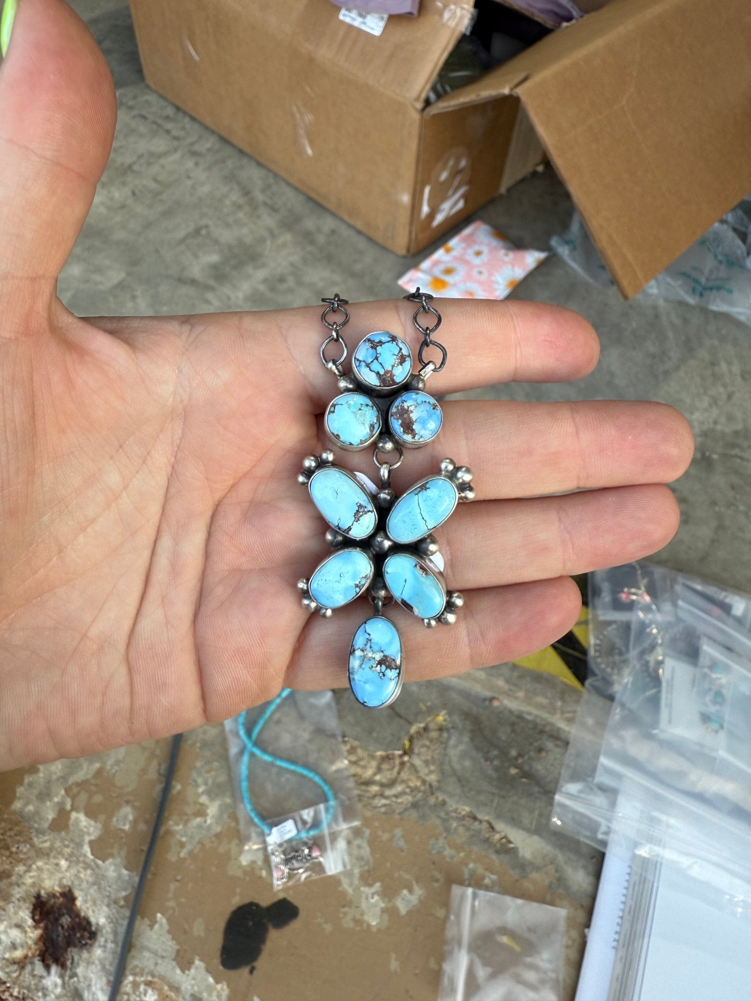 Authentic Golden Hills Turquoise Cluster Necklace