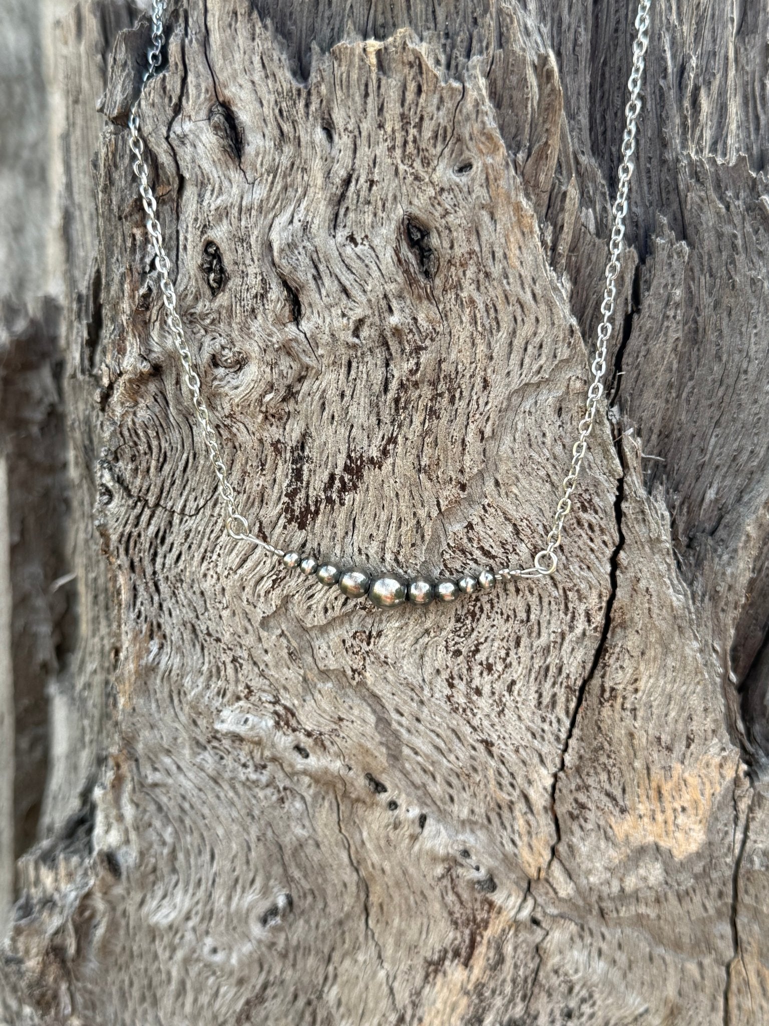 Authentic Graduated Silver Pearls Chain Necklace