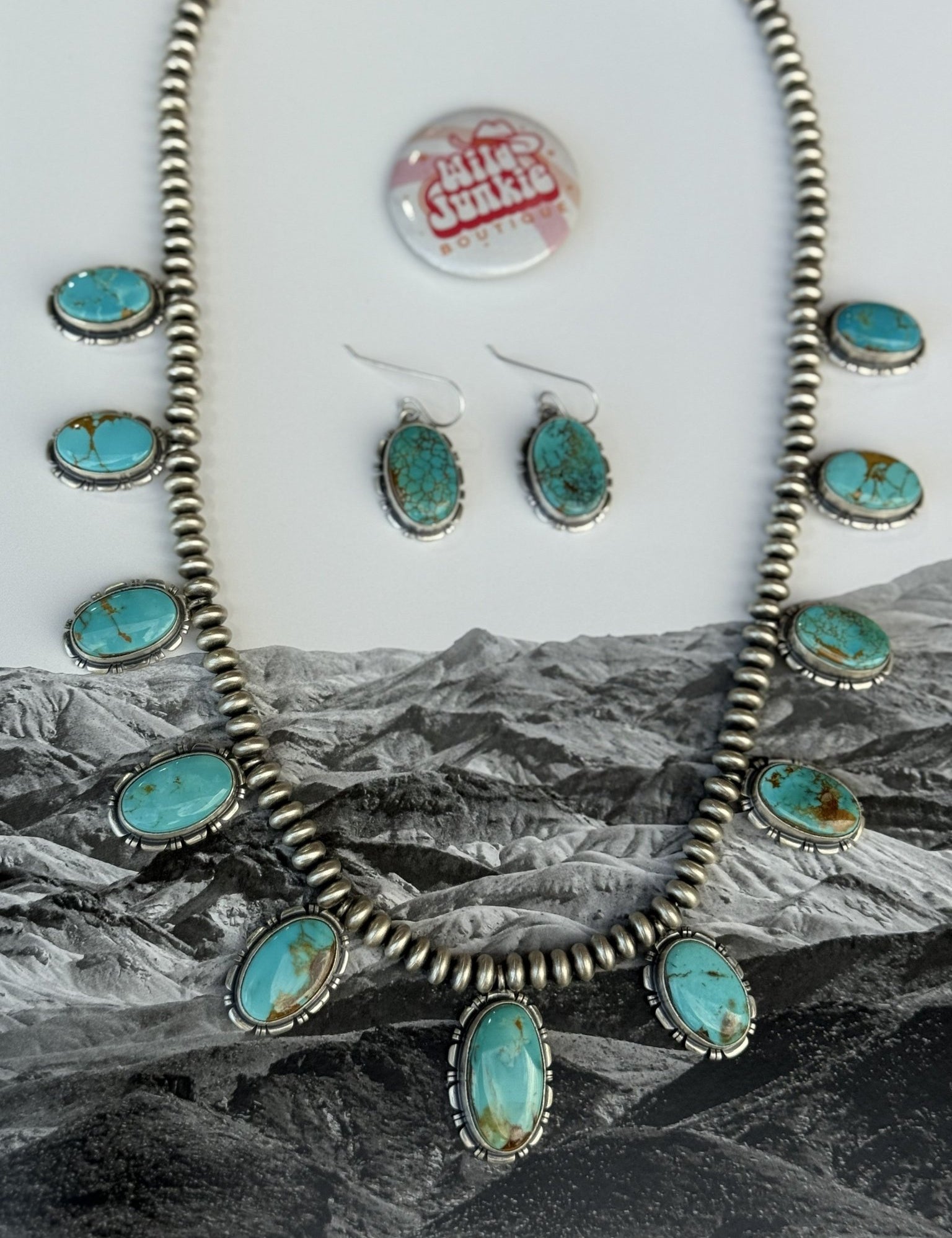 Authentic Kingman Turquoise Beaded Jewelry Set