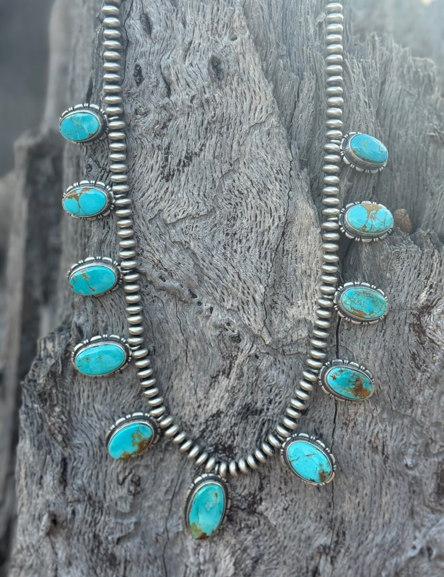 Authentic Kingman Turquoise Beaded Jewelry Set