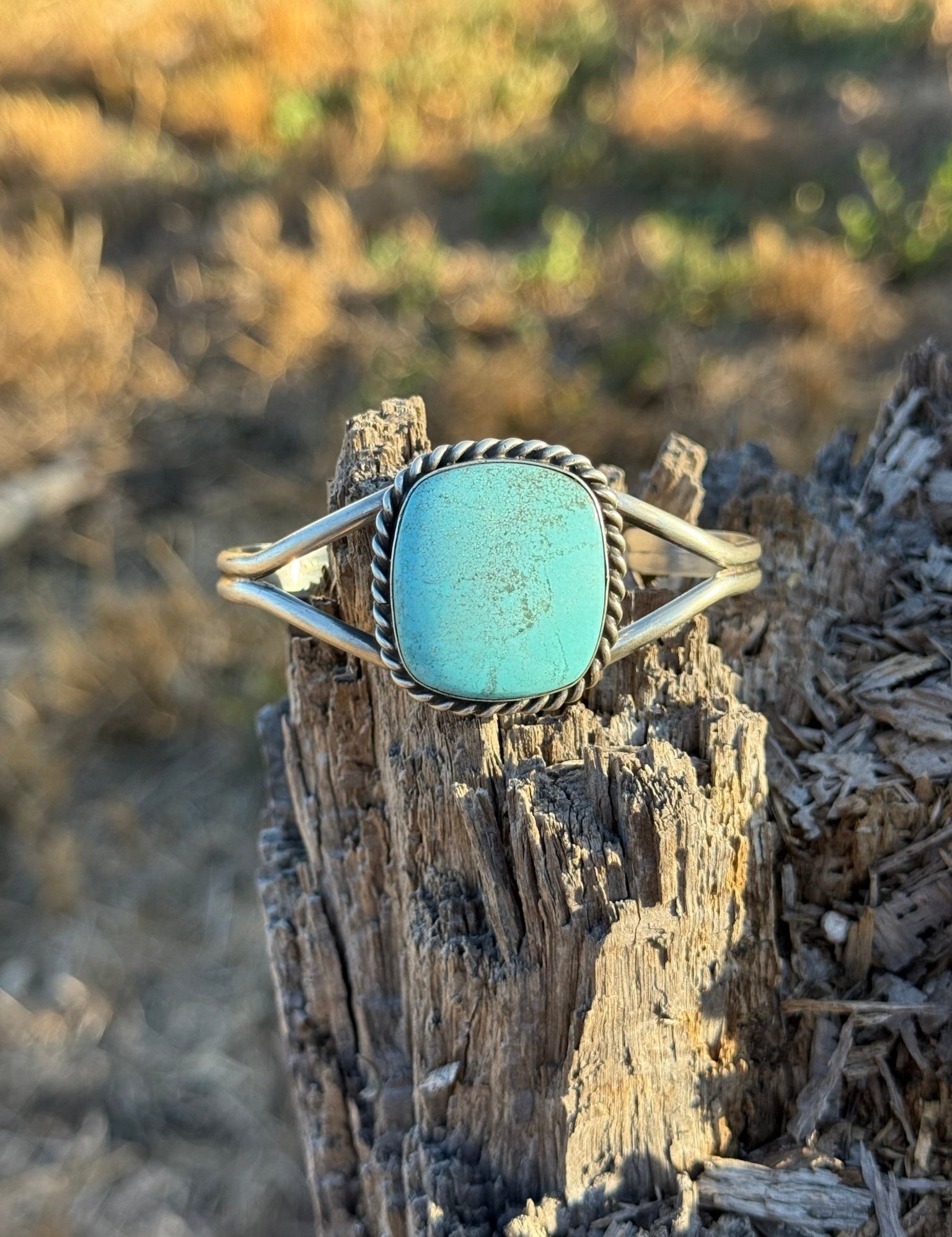 Authentic Kingman Turquoise Square Cuff Bracelet