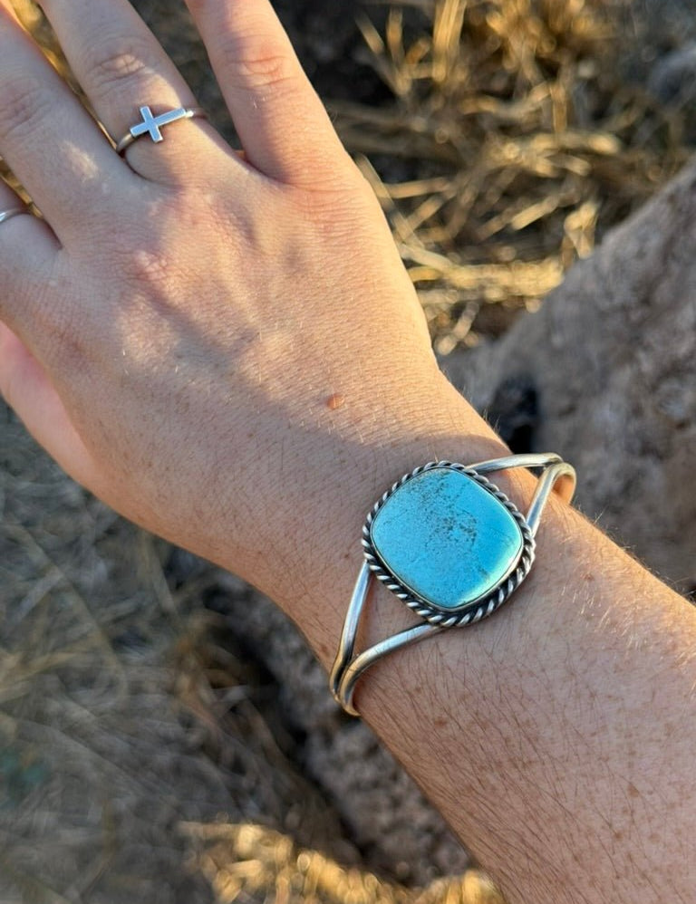 Authentic Kingman Turquoise Square Cuff Bracelet