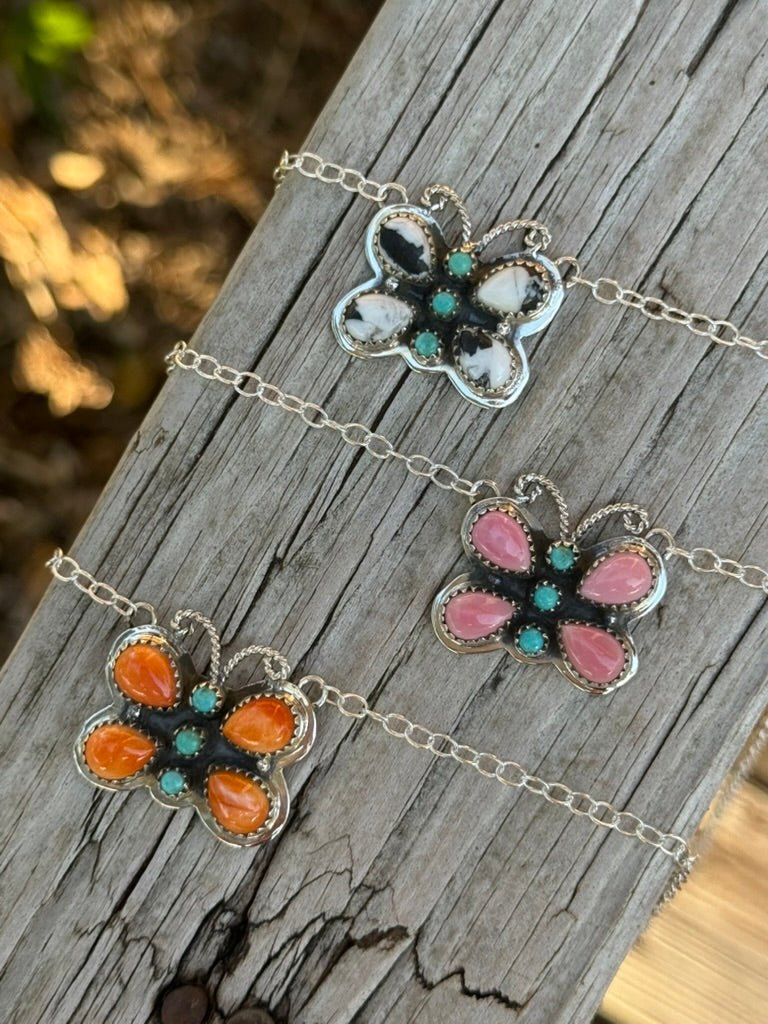 Authentic Multi Stone Butterfly NecklaceWhite Buffalo