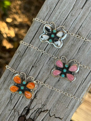 Authentic Multi Stone Butterfly NecklaceWhite Buffalo