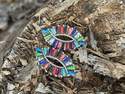 Authentic Multi Stone Inlay Cluster Earrings