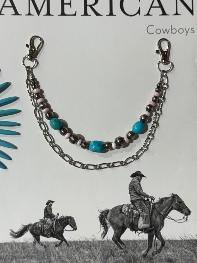 Authentic Pearl and Turquoise Purse Chain Set