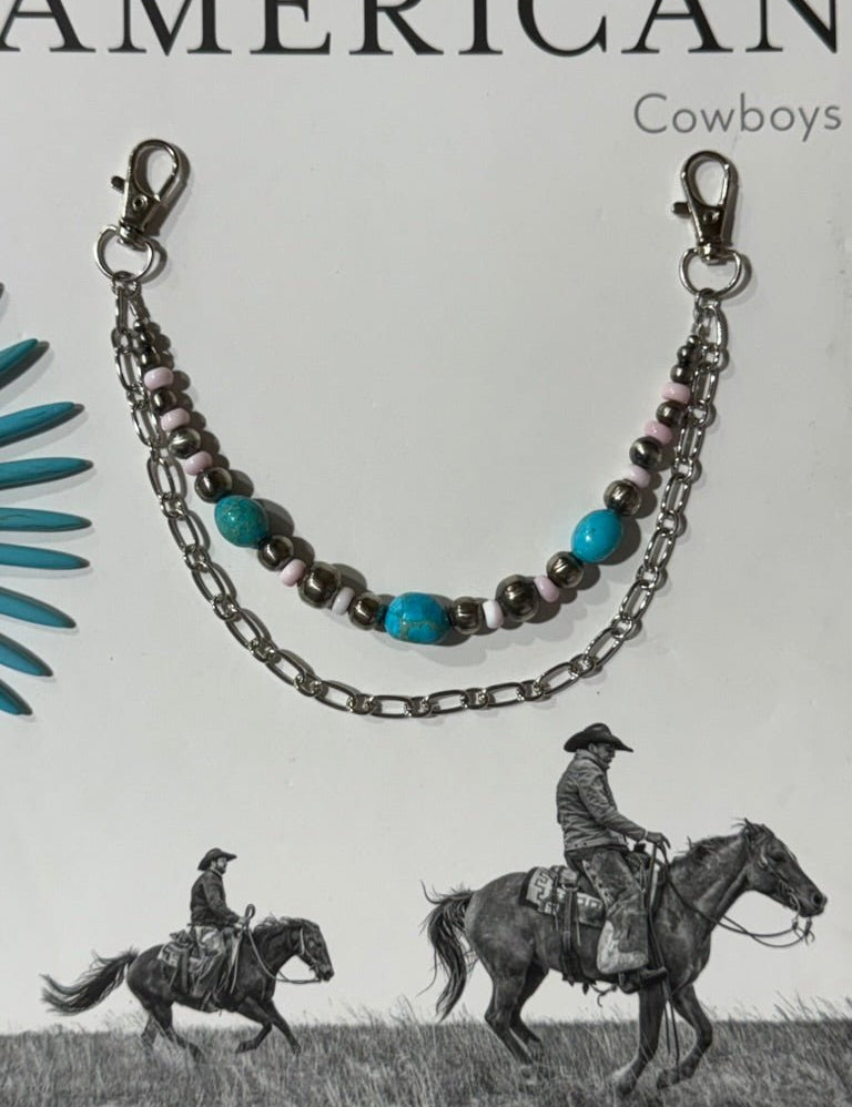 Authentic Pearl and Turquoise Purse Chain Set