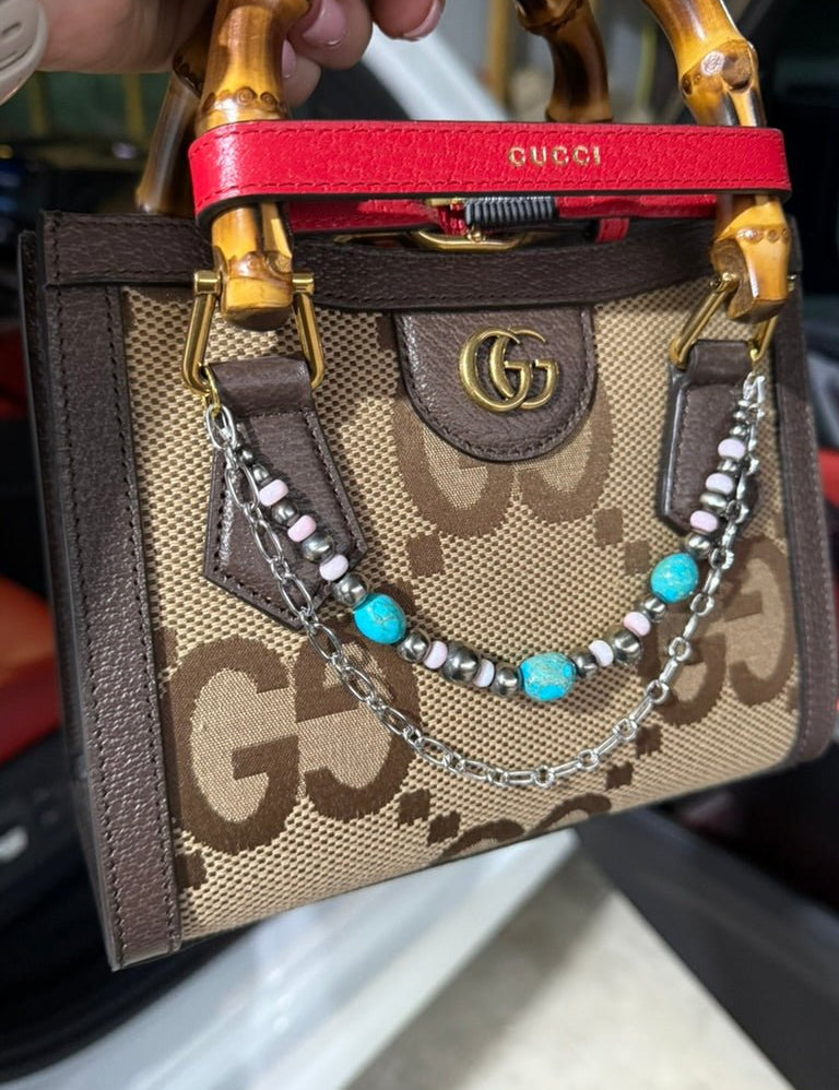 Authentic Pearl and Turquoise Purse Chain Set