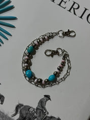 Authentic Pearl and Turquoise Purse Chain Set