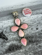Authentic Pink Conch Cross Pendant