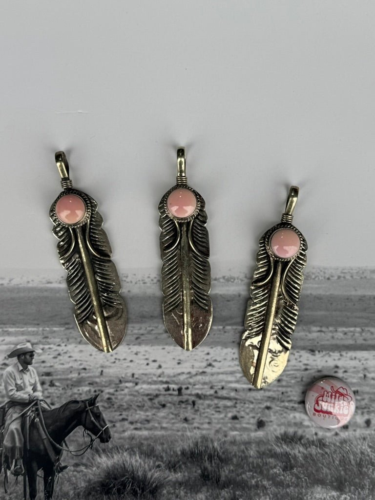Authentic Pink Conch Feather Pendant