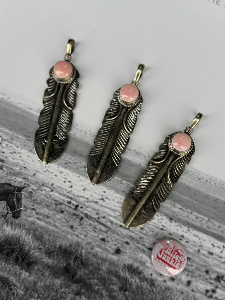 Authentic Pink Conch Feather Pendant